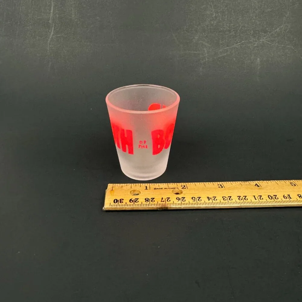 Vintage South of the Border Frosted Shot‎ Glass Neon Hot Pink Bar Made in Taiwan